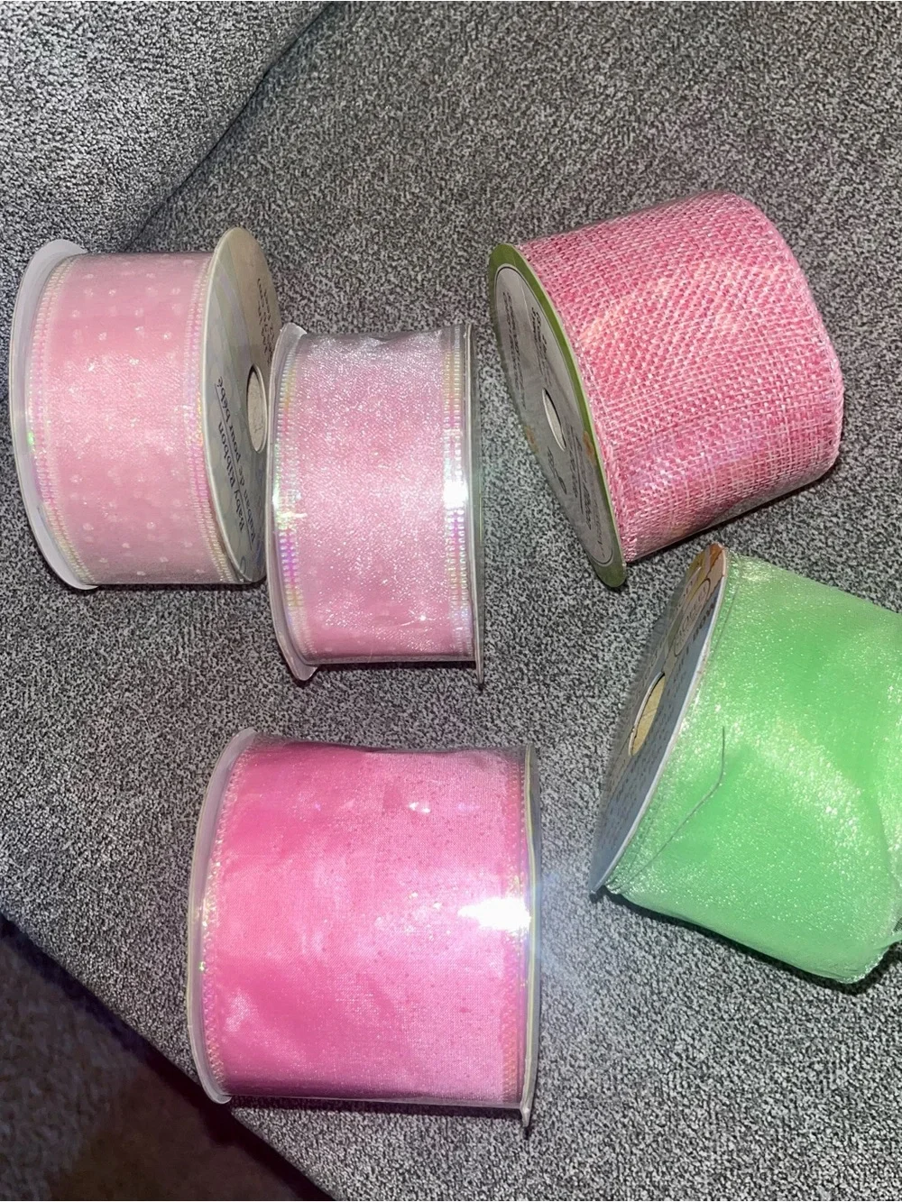 Decorative Holiday Spring Pink and Mint Ribbon Bundle for Holiday Wreaths